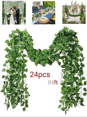 24x Artificial Hanging Plant Fake Vine Ivy Leaf Greenery Garland Home Party Deco • £10.99