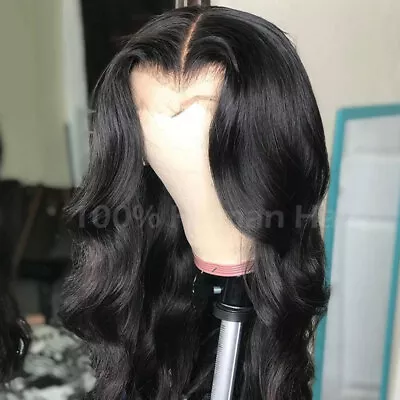 Virgin Indian Human Hair Wig Body Wave Lace Front Wigs Wavy 130% Density Cheap W • $125.10