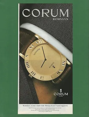 $6.89 • Buy CORUM  Romulus  A True Classic With  Roman Hours  Hand Engraved - 1999 Print Ad
