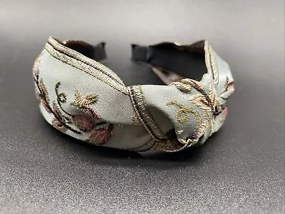 Vintage Fairy Core Head Band Hair Embroidered Floral Blue Whimsical  • $9.79