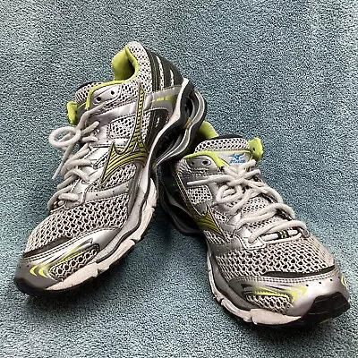 Mizuno Wave Creation 11 Running Shoes Women's Size 9.5 Wide Silver Green White • $29.90