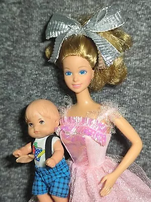 Vintage Barbie Whitney Heart Family Mom Doll In Iridescent Dress & Toddler Boy • $8