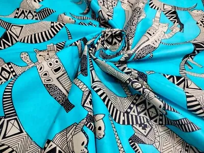 Indian Cotton Dressmaking Fabric Boho Cat Print Crafts Running Handmade Fabric • $39.99