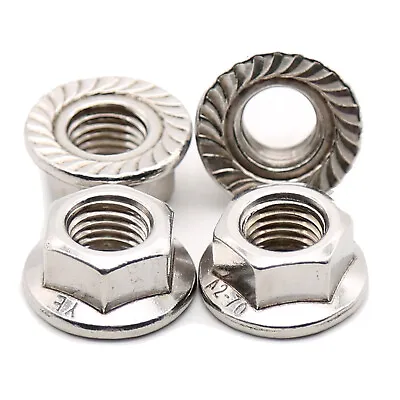 M5 M6 M8 M10 M12 Left Hand Reverse Thread Hex Serrated Flange Nut A2 Stainless • £33.18