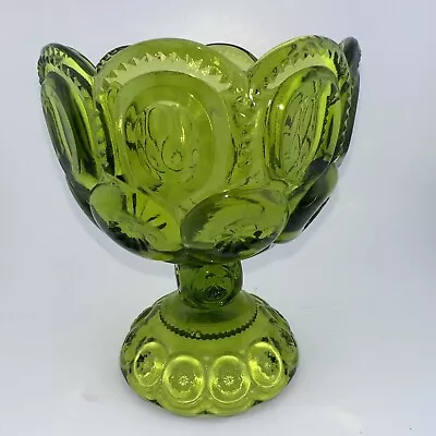 Vintage Green Pressed Glass Moon And Stars Pattern Dish • $15