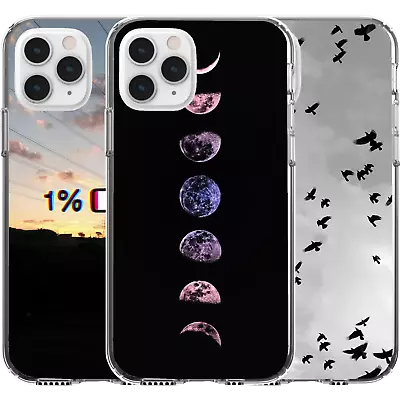 $16.95 • Buy Silicone Cover Case Moon Phase Cycle Pink 1% Battery Drain Birds Sky Clouds Art