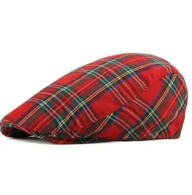 Adults Unisex Scottish Tartan Flat Caps 2 Colours FAST DELIVERY 🚚💨 • £10.95