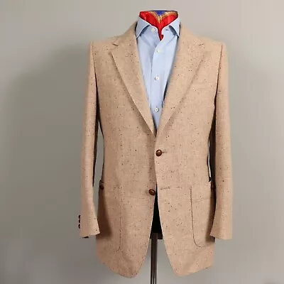 Vtg Wool Tweed 38R Tan Fleck Bi Swing Elbow Patches Blazer Sport Coat Jacket • $69.99