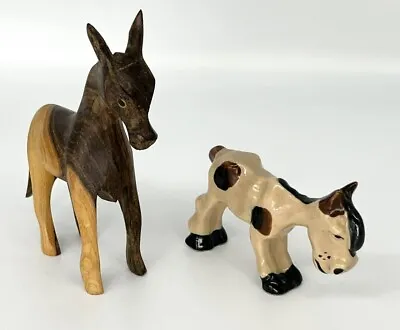 Vintage Horse Figurines Set Of 2 - Wood And Ceramic • $18