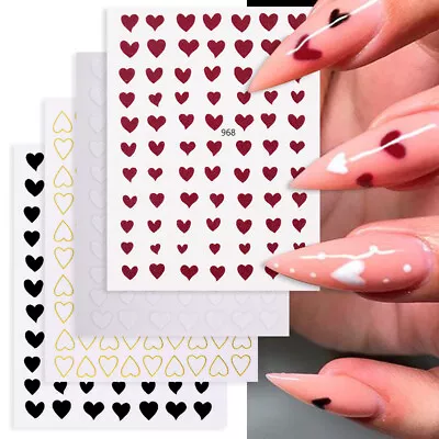 $1.10 • Buy Love Heart 3D Nail Stickers Black White Gold Nail Art Decals Tips Decoration DIY
