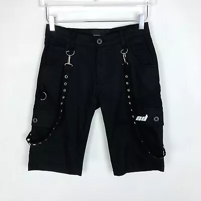 $35 • Buy Criminal Damage Women's Suspender Cargo Shorts Grommets D-Rings Goth Punk UK 8