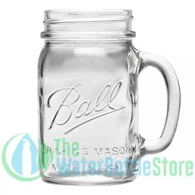 16 Oz Ball Mason Jar Mug Glass Water Bottle Top Reusable Drinking W/ Handle New • $11.88