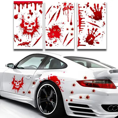 $7.99 • Buy Universal Car Body Stickers Bullet Hole Skull Scratch Realistic Funny Decals Red