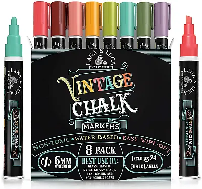 Liquid Chalk Markers - Wet Erase Marker Pens - For Chalkboards Signs Windows B • $16.89