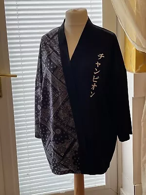 Japanese Style Letter Print Kimono Summer Half Sleeve Shirt Tops Unisex Sz XL • £7