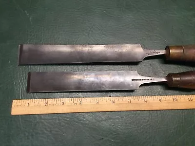 2 Antique Moulson Brothers 1-1/4  Shallow Gouge Chisels ~ Sheffield Cast Steel • $68