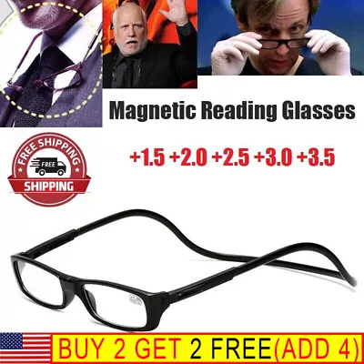 Magnetic Hanging Folding Reading Eyeglasses Glasses Front Click Connect Neck • $7.99