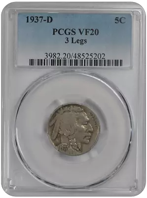 1937-D  3 Legs Buffalo PCGS VF-20 • $825