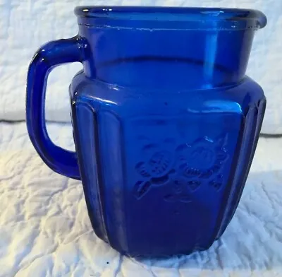 VINTAGE ~ ANCHOR HOCKING ~ COBALT BLUE ~ MAYFAIR OPEN ROSE ~ 37 Oz. PITCHER  • $29.24