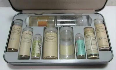 Vintage 10 Medicine Bottles With Eli Lilly Hard Case Travel Organizer Apothecary • $68.21