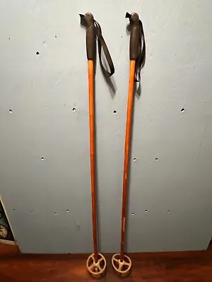 NICE VERY OLD Vintage Set Of Bamboo Snow Ski Poles Measuring 52  Long • $25.76