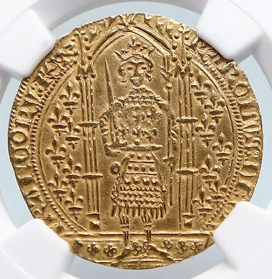 1364-80 FRANCE King Charles V Antique VINTAGE Gold Franc A Pied Coin NGC I89738 • $7598.80