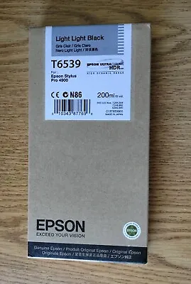 12-2014 New Genuine Epson T6539 200ml Light Light Black Ultrachrome HDR Ink 4900 • $69.89