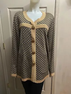 Exclusively MISOOK Gold & Black Button Front Cardigan Sweater Top Blouse Plus 3x • $74.99