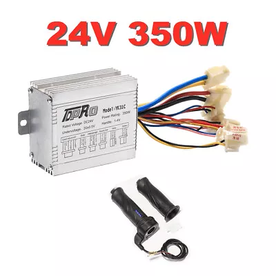 24V 350W Brush Controller Box + Throttle Grips For Go Kart ATV E300 E-Scooter US • $35.99