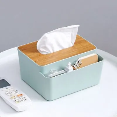 $14.53 • Buy Rectangular Bamboo Cover Toilet Paper Box Towel Napkin Tissue Holder  Bathroom
