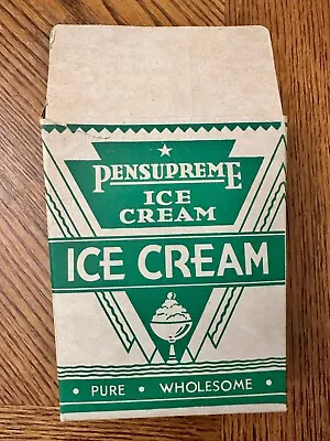 Pensupreme Ice Cream Quart Sized Paper Container ~1940s MCM Wholesome VTG  • $16.38