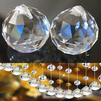 10X 20/30mm Clear Hanging Suncatcher Chandelier Crystal Ball Pendant Lamp Prisms • £8.99