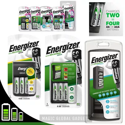 £15.99 • Buy ENERGIZER BATTERY CHARGER + Rechargeable Batteries AA AAA C D 9V  Pre-Charged 