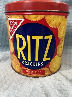 Collectible Vintage 1977 Nabisco RITZ Cracker Metal 13 Oz. Round Advertising Tin • $12