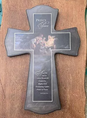 P. Graham Dunn Wood Plaque Cross ISAIAH 9:6 Bible Verse Quote 12”by18” • $12.98