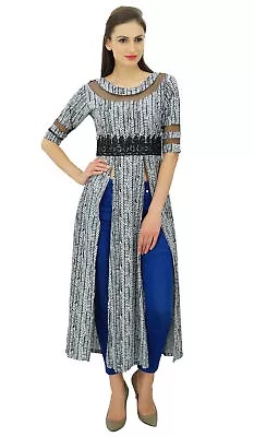$42.10 • Buy Bimba Womens Designer Kurti Front Slit Pattern Kurta Long Dress Indian Clothing