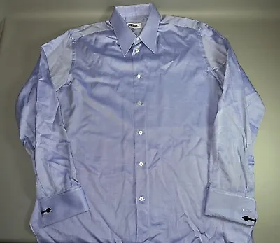 Zilli Blue 100% Cotton Long Sleeve Dress Shirt Size 41 - 16 Made In Italy • $74.99