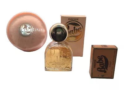 1970s Faberge BABE Spray Cologne 4 Fl. Oz. + Dusting Powder 8 Oz. + Soap 3 Oz. • $289