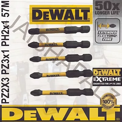 DeWalt 57mm Pozi High Impact Screwdriver Bit Set 5pc PZ2 PZ3 PH2 IMPACT DRIVERS • £5.95