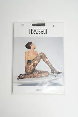 Wolford Luna Animal Print Tights In Black Myrtle Size Small Zebra BNIP RARE • £49