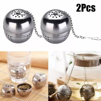 $6.22 • Buy 2pcs Stainless Steel Loose Mesh Ball Tea Leaf Strainer Infuser Herb Spice Filter