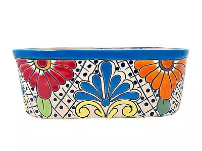 Talavera Planter Terracotta High Relief Clay Pot Mexican Art Pottery 13  • $54