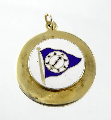 Vintage Gold Over Sterling Silver Enamel Compass Flag Pendant 9.6g 1 1/8 Inches • $35.70