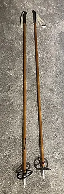 Vintage Arvinen XC Oy Trak Finland Bamboo Wooden 147cm/58  Ski Poles 147cm/58” • $39.98