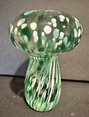 Alessandro Coppola Italy Green Clear Glass And Millefiori Mushroom Paperweight • $32