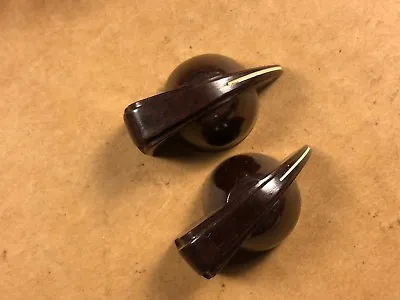 2 NOS Vintage Brown Chicken-Head Knobs Swirled Bakelite 1950s Tube Guitar Amp • $10