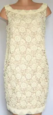 Naeem Khan Beige Beaded/embroidered Cannon Neck Sleeveless Dress Lining Sz 44 • $585