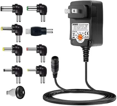 12W Multi Voltage Universal AC Adapter Charger With 5ft Cable 3-12V With 8 Plugs • $13.56