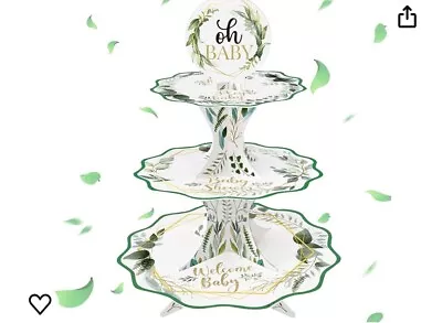 Oh Baby Saga Green Baby Shower Cupcake Stand 3-Teir For Boy Or Girl Baby • $9.50