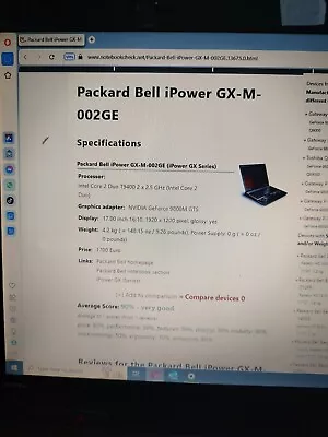 Packard Bell IPower GX Gaming Laptop Windows 10 • £100